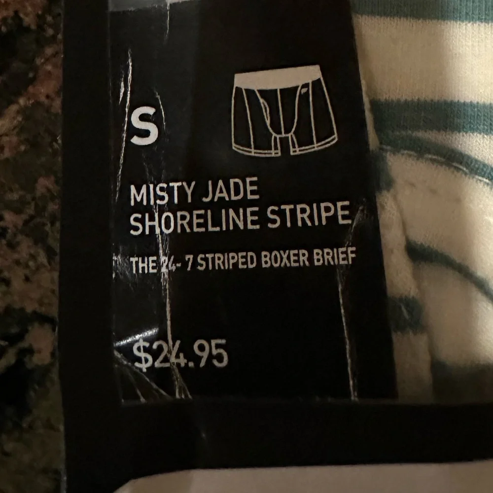 FABLETICS men’s THE 24-7 BOXER BRIEF - MISTY JADE SHORELINE STRIPE
